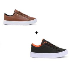 Kit Dois Par De Tênis Antiderrapante Infantil Masculino Versátil Escol