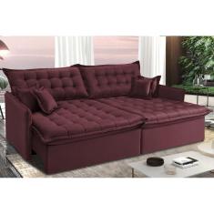 Sofá Sem Caixa Retrátil E Reclinável 1,55m Cama Inbox Versátil Suede Velusoft Vinho