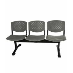 Cadeira em longarina 3 lugares Linha Polipropileno Atenas Cinza - Desi