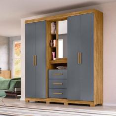 Guarda Roupa 4 Portas 195x212cm Eldorado Moval Freijó Cinza