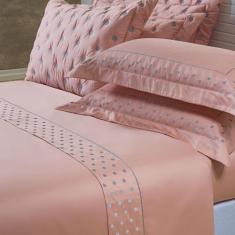 Jogo Cama Lençol Garland Casal Bordado 100% Algodão Acetinado 400 Fios