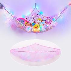 Basumee Rede de bichos de pelúcia ou rede com luz led Rede de brinquedos pendurados Rede para armazenamento de bichos de pelúcia Redes de animais para berçário quarto de crianças com control