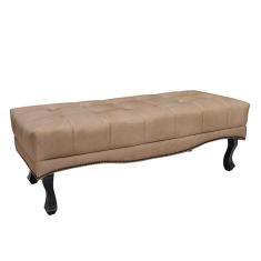 Recamier Decorativo 195cm Loewe Suede Pés De Madeira Bege