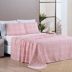 Jogo De Lençol Solteiro Square 3 Peças Rosa