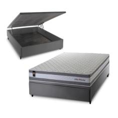 Conjunto Box Baú Alpine Cinza 138x188x72 c/ Molas Ensacadas