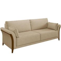 Sofá 03 Lugares Para Sala De Estar Pés Em Madeira 222 cm Stefan M03 Li