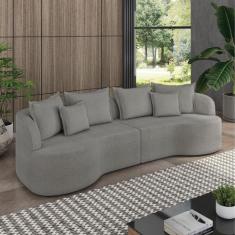 Sofá 4 Lugares Orgânico Living 250cm Mersa Bouclê Cinza K01 - D'Rossi 