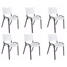 Kit Com 6 Cadeiras Iso Para Escola Escritório Comércio Branca Base Pre