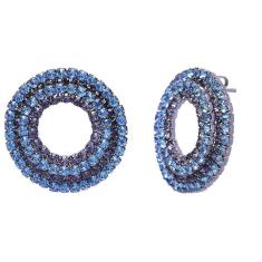Brinco Redondo De 2 Partes Com Cristais Azul Folheado A Grafite