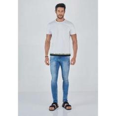 Calça Jeans Lado Avesso Skinny Azul Claro Tam. 40-Masculino