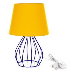 Abajur Cebola Dome Amarelo Com Aramado Azul - MARRYLUZ