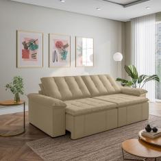 Sofá Cama Retrátil e Reclinável 4 Lugares 280cm Veludo com Molas Palme