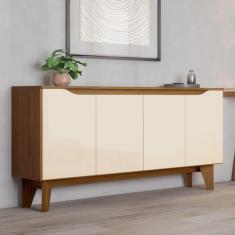 Buffet Aparador 4 Portas 150cm em MDP com Portas em MDF Nature Off Whi