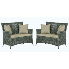 2 Sofás Área Externa Igapó Alumínio Pintura Preta Corda Náutica Estofa