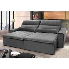 Sofá Retrátil Reclinável Patagônia 2,10m Suede Velut Cinza Molas no As