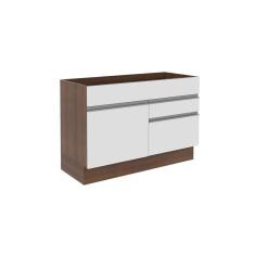 Balcão de Pia Glamy Branco Rustic 1 Porta e 2 Gavetas Madesa
