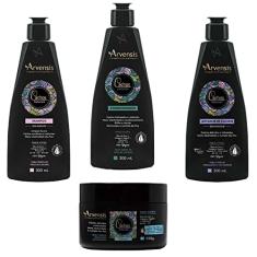 Kit Cabelo Cacheado Arvensis Cachos Naturais - Definição, Hidratação, Low Poo, Vegano - Shampoo, Condicionador, Ativador 300ml, Máscara 250g