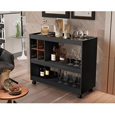 Aparador com Adega Sala Bar JB 4050 Luxo Preto/Caramelo - Comprar Móveis em Casa