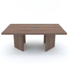 Mesa de Reunião com Caixa de Tomada Retangular 200 x 120 cm Pé Painel PE50 em MDP Cor Walnut