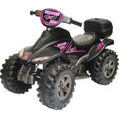Carrinho Eletrico Biemme Super Quatry Cross 12V Preto Girl Rosa
