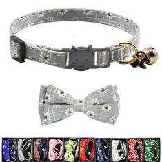 Coleiras de gato com gravata borboleta com sino, coleiras de gatinho fofas ajustáveis com fivela de segurança coleira de gatinho para gato filhote de cachorro 19 a 28 cm