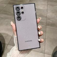 Capa macia com glitter transparente para Samsung Galaxy S24 S23 Ultra S22 S21 Plus S20 FE A54 A34 A55 A52 A35 A53 A25 capa de filme de câmera, preta, para Samsung S22Ultra