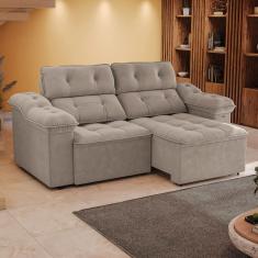 Sofá 260cm Retrátil e Reclinável Sierra Cinza Claro