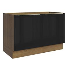 Balcão Gabinete de Pia Madesa Lux 120 cm 2 Portas - Rustic/preto