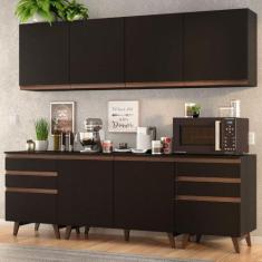 Cozinha Completa Madesa Reims 240002 com Armário e Balcão - Preto, Pre