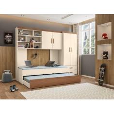 Jogo de Quarto Chiara com Modulo Aereo, Guarda Roupa 2 Portas e Cama c