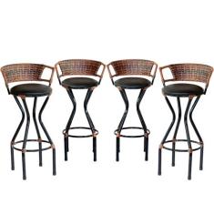 Kit 4 Banquetas Charme Assento Estofado para Área Gourmet  - Coage Móv