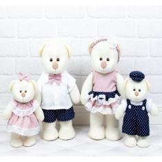 Urso familia chá revelação pelucia palha com 4 pçs  - CKD CONFECCOES, 