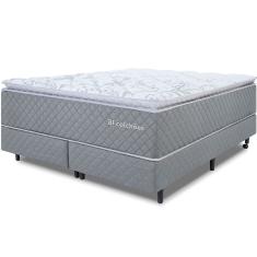 Cama Box com Colchão Queen Molas Ensacadas Pillow Top Premium Sleep Cinza 158x198cm bf Colchões
