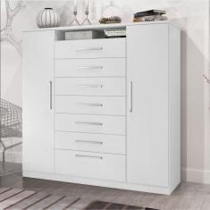Cômoda 2 Portas 7 Gavetas Mega J&A Móveis Branco