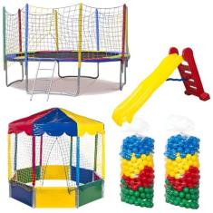 Kit de Cama Elástica Pula Pula 3,05m Resistente Grande Piscina de Boli