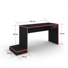Mesa Gamer Stone Ideal Para 2 Monitores Preto/vermelho - Pnr Móveis