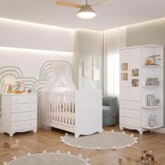 Quarto Bebê Completo Berço Americano Ben Guarda Roupa Uli Com Pratelei