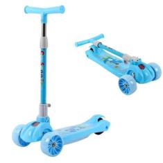 Patinete Scooter Infantil Com 3 Rodas Luzes Led Dobrável Altura Ajustá