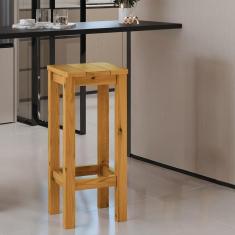 Banqueta De Madeira Maciça Alta Sem Estofado