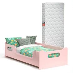 Cama Infantil Montessoriana em MDF Encanto Com Colchão E Proteção Late