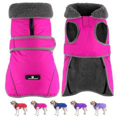 Dogcheer Casaco para cães, impermeável para cães, casaco refletivo de inverno para animais de estimação com gancho e laço ajustável, jaqueta de lã de cachorro de Natal quente com gola rolê para cães