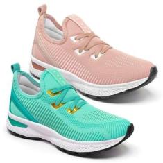 Kit 2 Pares Tênis Feminino Casual Vili Academia Caminhada-Feminino