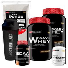 Kit 2x Whey Waxy Whey 900g+ BCAA 100g+ Creatina 100g+ Waxy Maize 800g+ Coq- Bodybuilders-Unissex