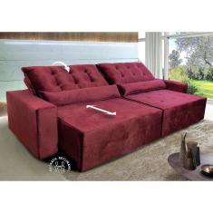 Sofá Retrátil Reclinável Montebello 2,10m Suede Velut Vermelho c/ Molas no Assento - King House