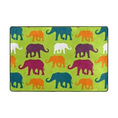 Top Carpenter Tapete de área de elefantes coloridos, tapete de quarto para crianças, sala de jogos, sala de estar, quarto, 182,8 x 122,9 cm