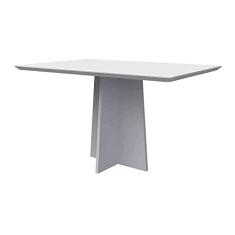 Mesa De Jantar Para 6 Lugares 1,60m Tampo De Madeira Com Vidro Colado Canto Arredondada Off White Ana New Ceval