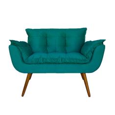 Namoradeira Decorativa Estofada Para Consultório Opala Suede Azul Turquesa - LM DECOR