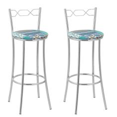 Kit 2 Banquetas Cromadas BC51-A D410 Cromado/Azul