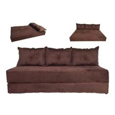 Sofá Cama Multiuso Marrom Liso
