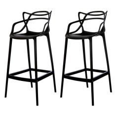 Kit 2 Banquetas Allegra Preta Polipropileno Cozinha Bistrô